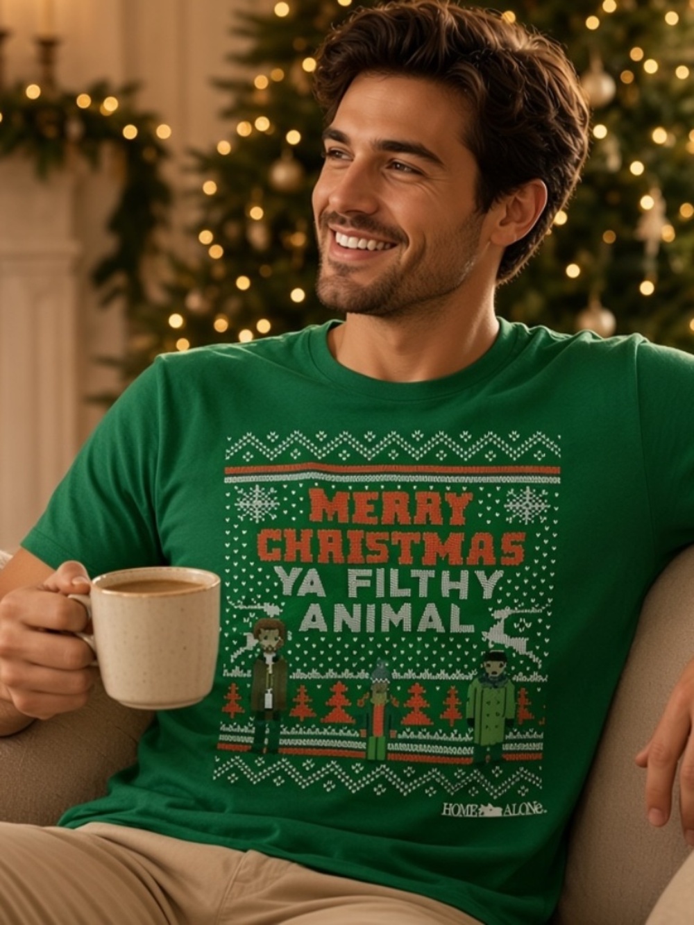Green Home Alone "Merry Christmas Ya Filthy Aminal!" Tshirt Size 2XL